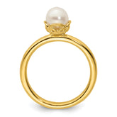 Sterling Silver Stack Exp. White FW Cultured Pearl Gold-plated Ring